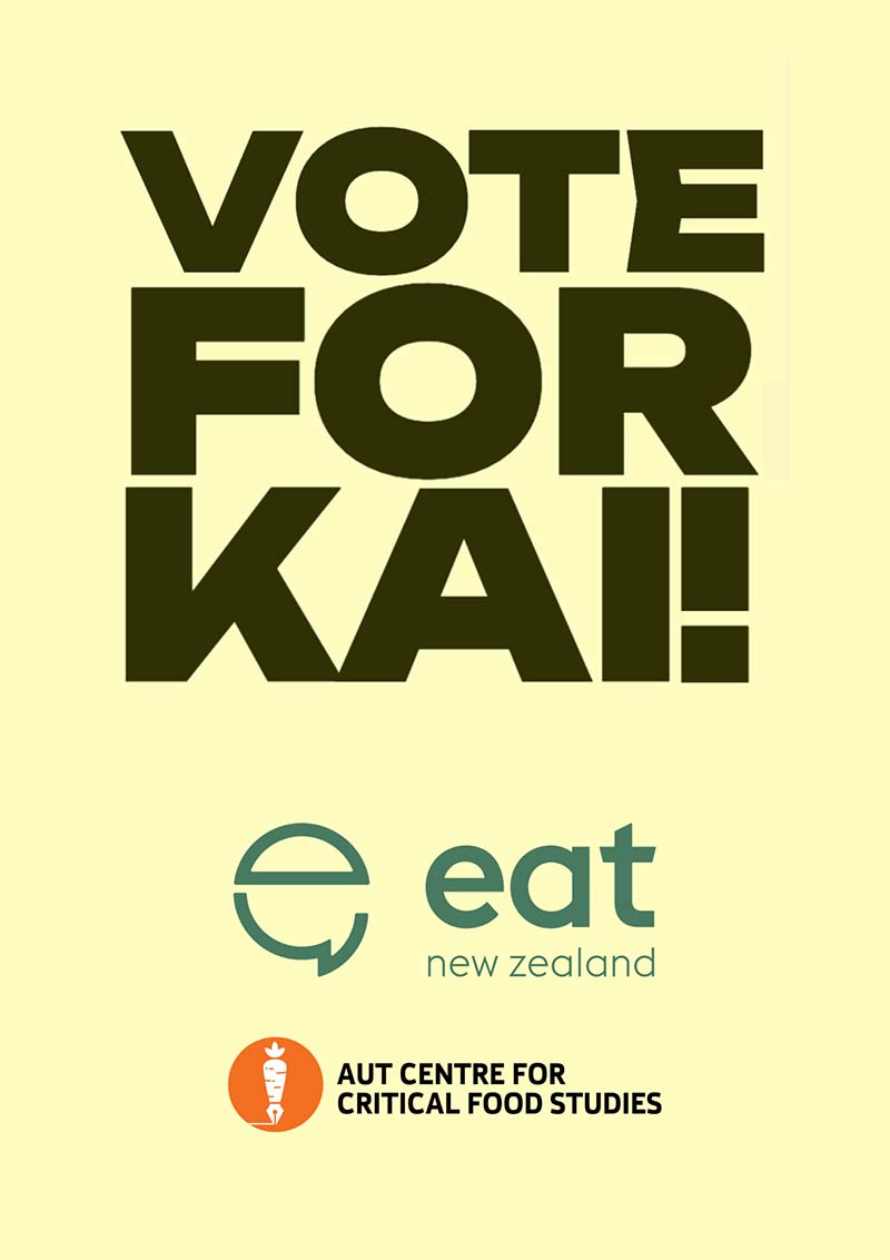 Logos of the three partners: Vote for Kai, eat and Centre for Critical Foodstudies